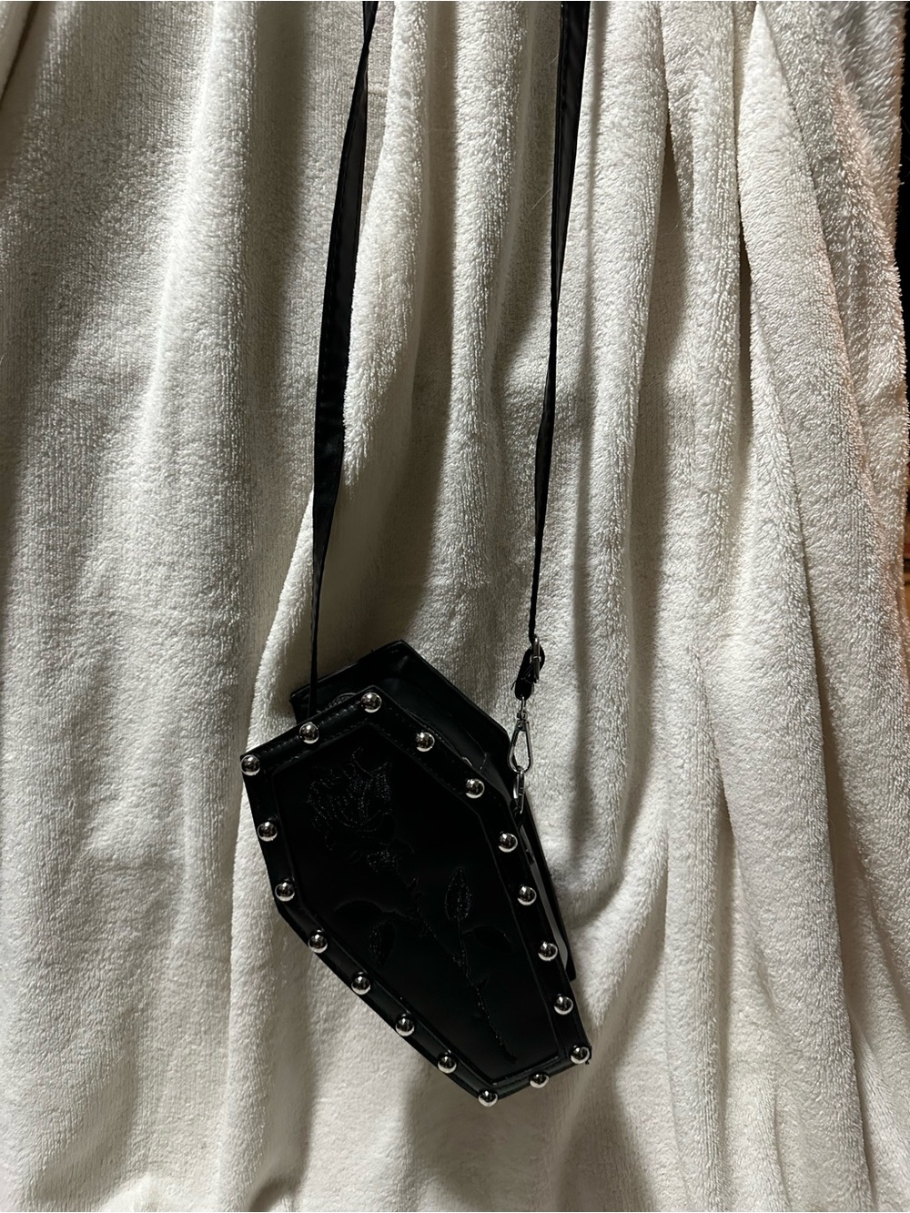 Black Coffin Crossbody Bag with Stud Detail